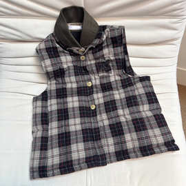 南油新款撞色格子纹立领羽绒马甲休闲百搭保暖价格外套女