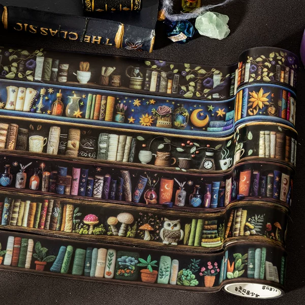 Tomato Sauce Girl Pet Tape Wizard's Bookshelf Series Seamless Bookshelf Scenery Collage Decoration 6 Styles