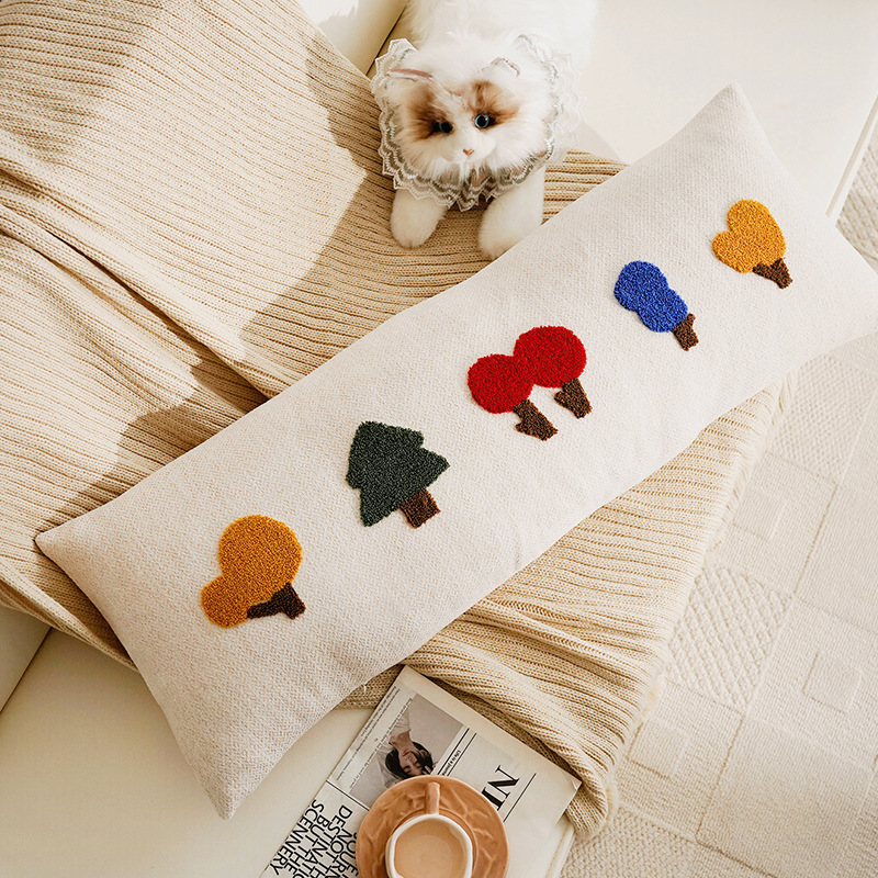 Cute de dibujos animados cachorro funda de almohada de tira larga habitación de los niños almohada larga con núcleo original simple cojín de sofá animal