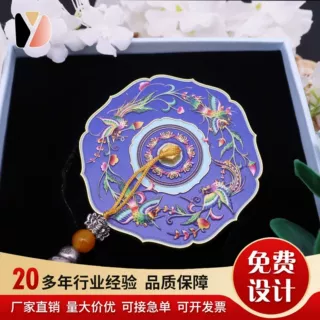 金属立体化妆镜定制文创礼品伴手礼旅游便携古典精美单面镜浮雕