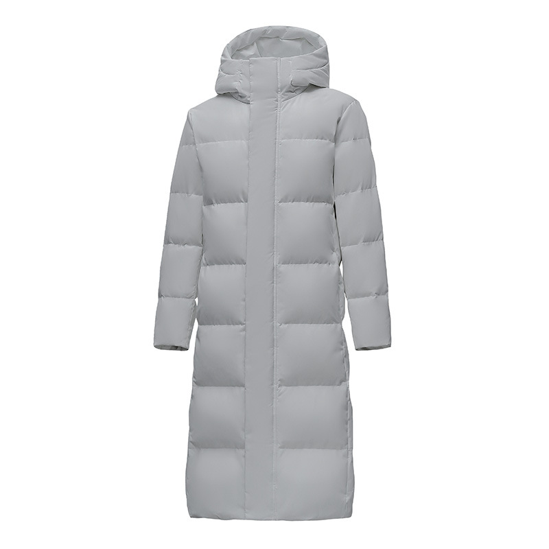 Chaqueta de plumón para hombres y mujeres mediana y larga en invierno de 2025 nuevos productos sobre la rodilla alargada y gruesa tendencia de chaqueta de hombre