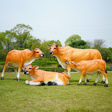 仿真黄牛雕塑户外园林景观农耕文化农场牧场玻璃钢动物模型装饰品