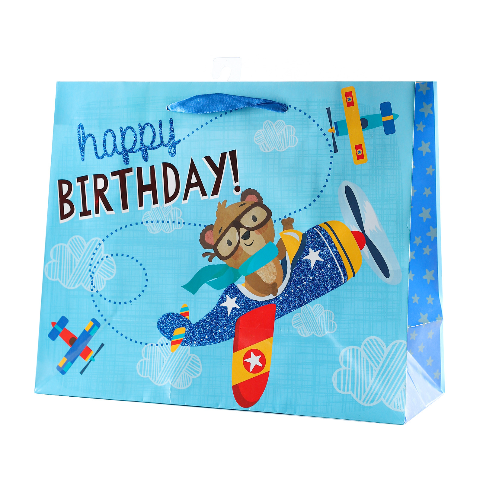 Bolsa de regalo de regalo de cumpleaños con polvo de oro, bolsa de papel de embalaje de regalo de alta calidad, bolsa de papel de regalo de cumpleaños, bolsa de papel portátil