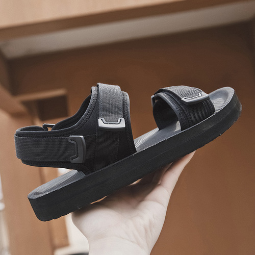 Extra large size 50 cross-border foreign trade summer men's outer wear Velcro sports sandals black lightweight Roman sandals