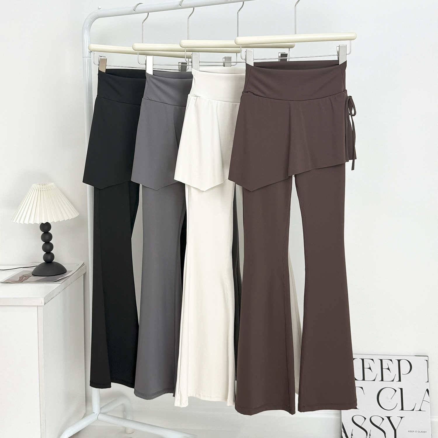 Fake Two-Piece Flared Yoga Pants in Melard Color for Women, New Autumn Anti-Exposure Slim-Fit Yoga Sports Pants