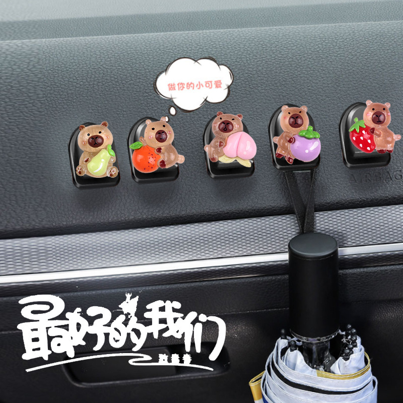Lindo oso de frutas adornos de coche dibujos animados coche consola central navegación decoraciones de pantalla sacudiendo la cabeza adornos resina