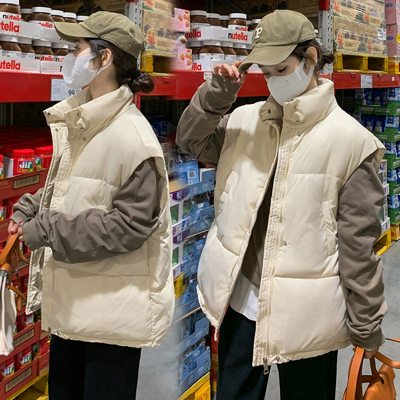 2023 Осенне-Зимний новый хлопковый жилет больших размеров, свободный Универсальный теплый жилет, простой жилет с воротником, модный жилет