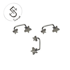 SMTNEK Titanium Steel Double-headed Pentagon U-shaped Lip Piercing Jewelry Hypoallergenic Stainless Steel