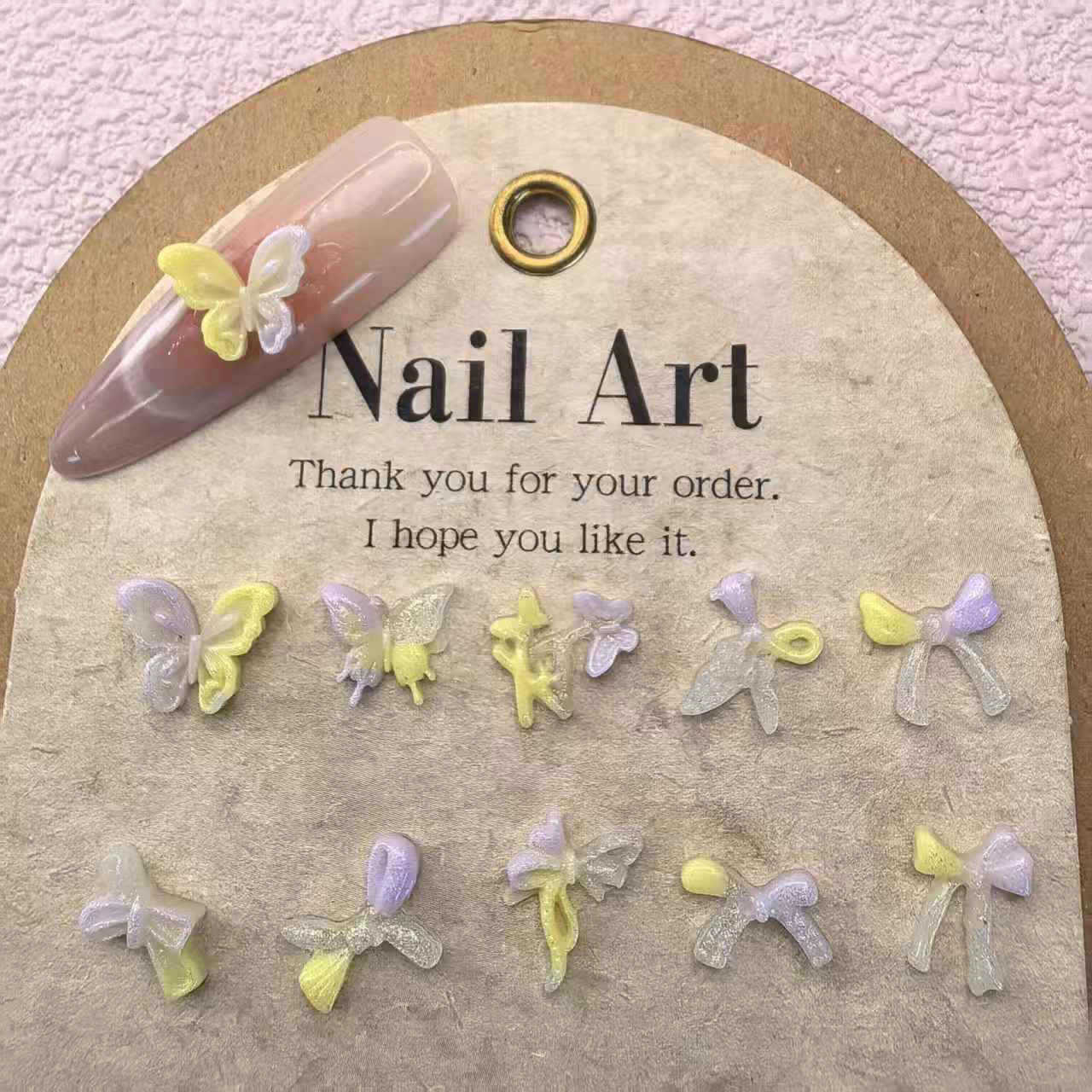 黄紫蝴蝶结饰品配件批发美甲饰品11.jpg