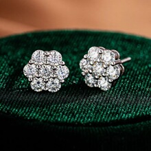 嘻哈镀银S925雪花耳钉女款时尚百搭热销款亚马逊跨境直播爆款耳饰