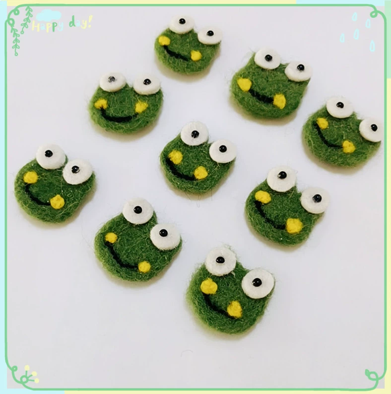 Шерстяной фетр лягушка тыкающая веселый праздничный подарок DIY Милая Брошь шпилька для волос Веревка для волос Одежда Аксессуары для шляп материал