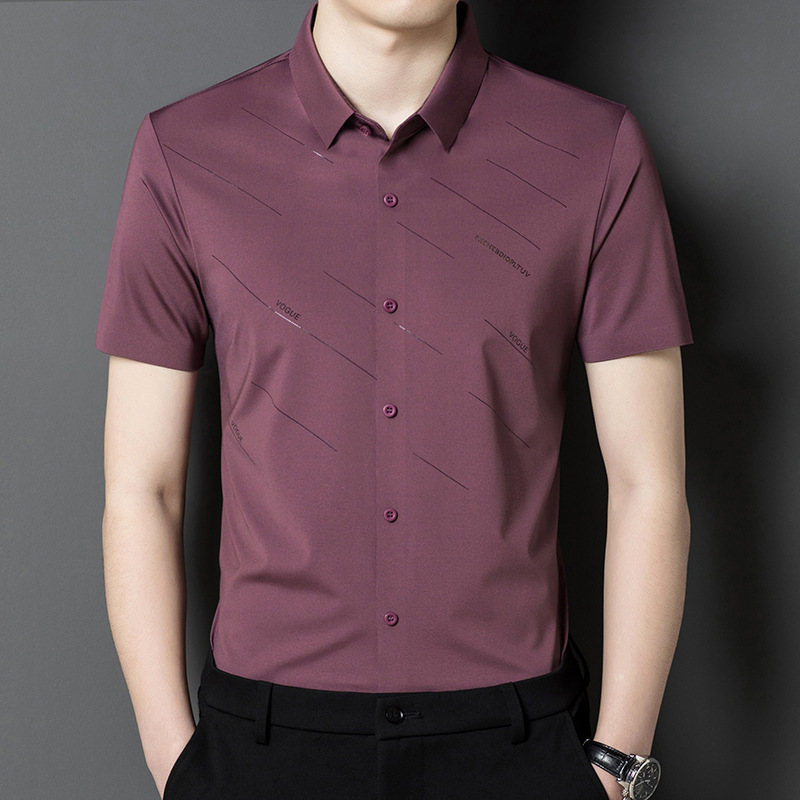 In stock 2024 Summer new men's fashion printed short-sleeved casual shirt shirt wholesale