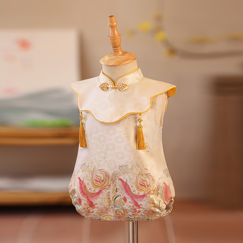 Children's summer bodysuit girl's, thin dress, Chinese style, special occasion clothing 2