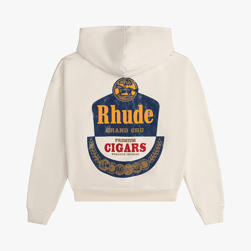 RHUDE FW24 colección de otoño y invierno Mustang palmeras totem impresión inglés americano sudadera encapuchada alta calle