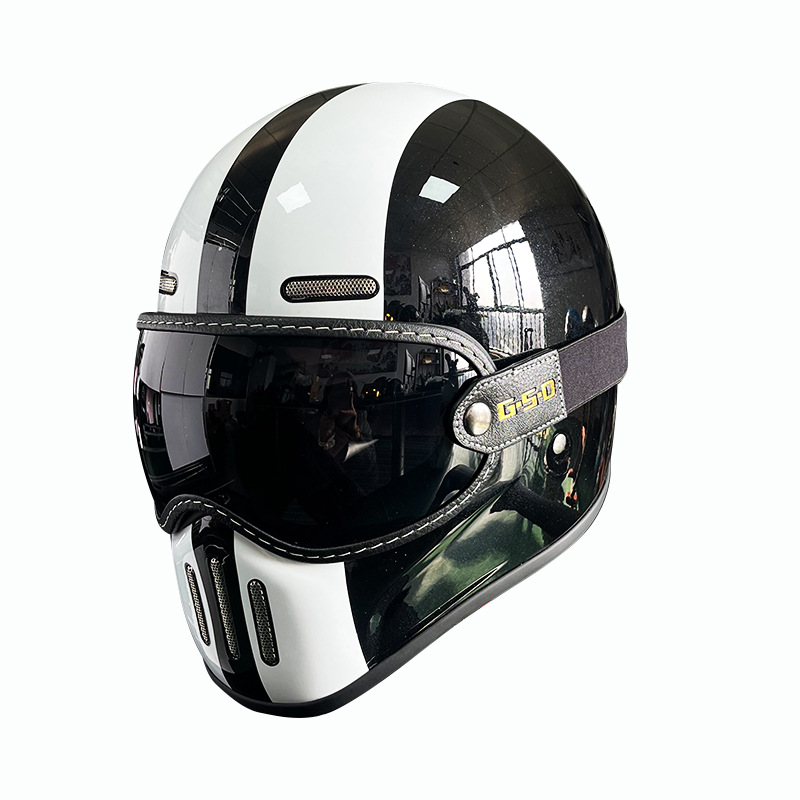 Motosiklet kaskı (dəbilqə) – Motuoche Motorbike Helmet - black-and-white-black-black-tea-lens-m55-56