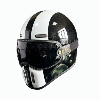 Motosiklet kaskı (dəbilqə) – Summer and All-Season Safety Helmet 3C - black-and-white-black-black-tea-mirror-m55-56