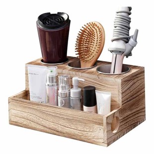 Customized Retro Hair Dryer Storage Box Wooden Hair Styling Storage Box Bathroom Supplies Makeup Storage