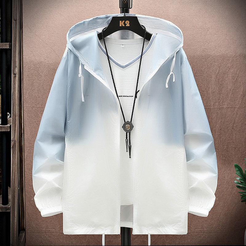 Sun Protection Clothing For Men,Loose Gradient Color Ice Silk Sun Protection Clothing,Fashionable Summer Jacket,y Thin Outdoor Skin Clothing