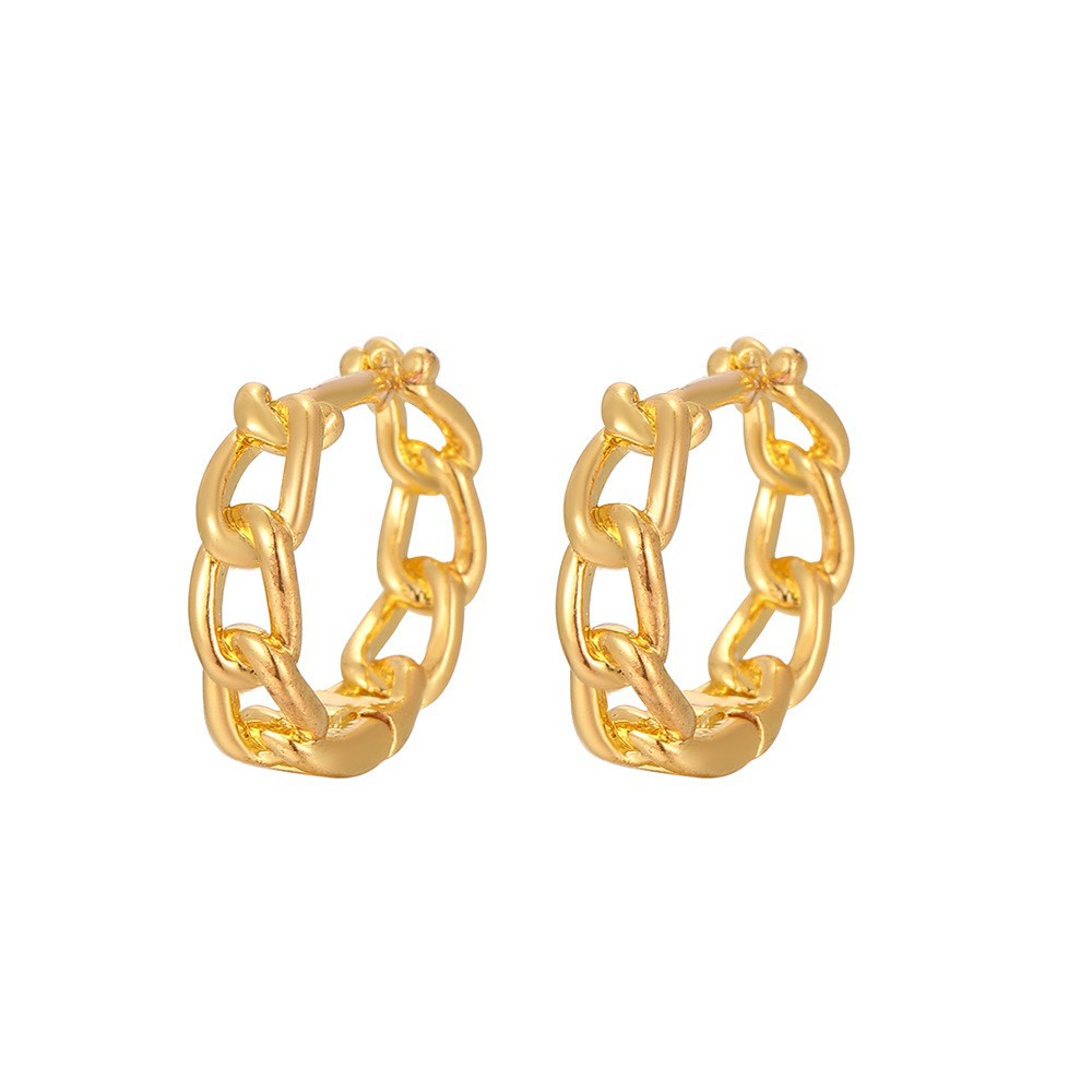 French Earrings Women's Chain Earrings Light Luxury Ins Style Geometric Design Circle Ear Buckle detail image 7