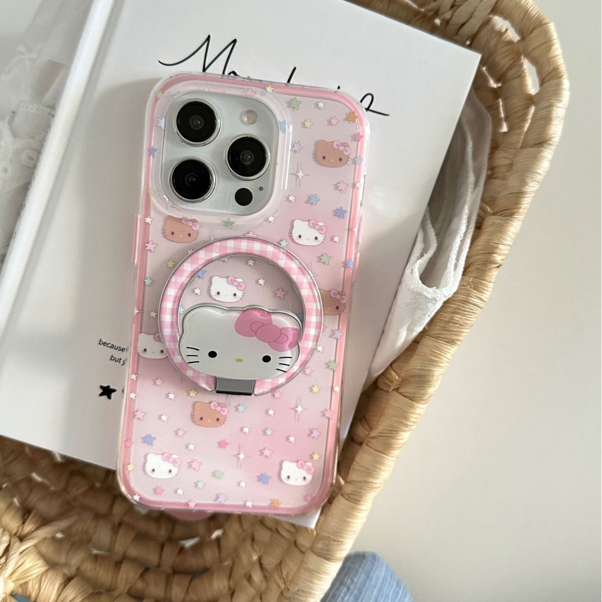 La base florece las estrellas KT cat para iPhone15/16 Apple 15ProMax funda para teléfono móvil 14 Girl Heart 16P