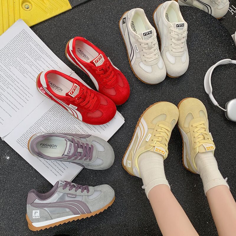 2026 Spring/Summer New Women's Lace-Up Korean Style Versatile Outdoor Soft Sole Sneakers German Training Shoes Gump Shoes 2026 Spring/Summer New Women's Lace-Up Korean Style Versatile Outdoor Soft Sole Sneakers German Training Shoes Gump Shoes