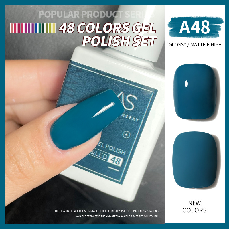 Una botella de pegamento de esmalte de uñas de un color 2022 nuevo verano popular 48-color Pequeño conjunto para el salón de uñas traje completo