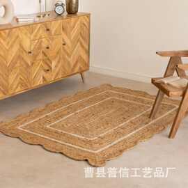 波浪边编织地毯波西米亚风家居装饰地毯酒店民宿客厅装饰地毯地垫