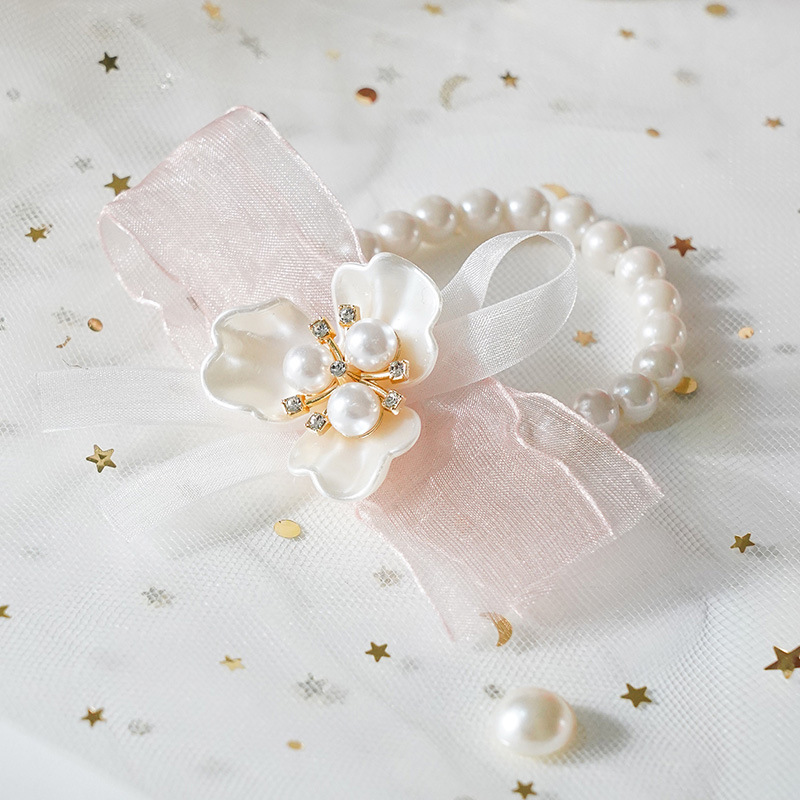 結婚式のブライズメイドの手首の花ピンクのバラの花の姉妹グループブレスレットフラワーウェディング用品ブライズメイドグループハンドフラワーウェディングクロス|undefined