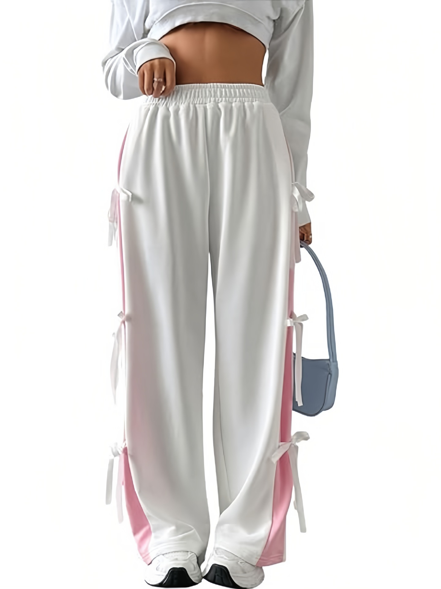 Transfronterizos Europa y América Amazon damas arco pantalones deportivos de piernas anchas elásticos de cintura alta pantalones casuales dulces pantalones de skateboard image 5