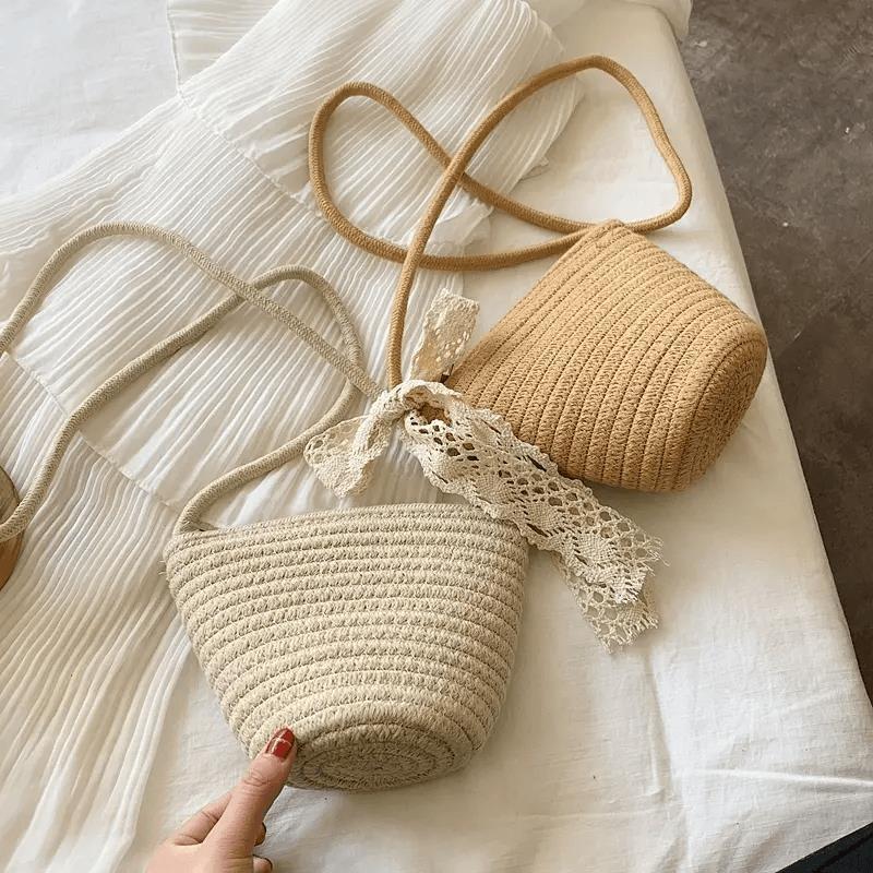 Woven Bag Women's Straw Bag 2023 New Trendy Fashion Versatile Crossbody Bag Seaside Vacation Bag Bucket Bag