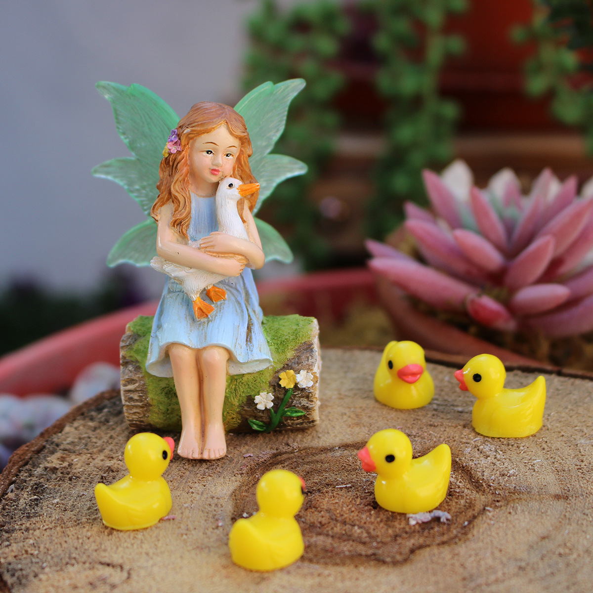 Creative courtyard balcony gardening luminous fairy decoration gift home simulation resin duck decoration ornaments