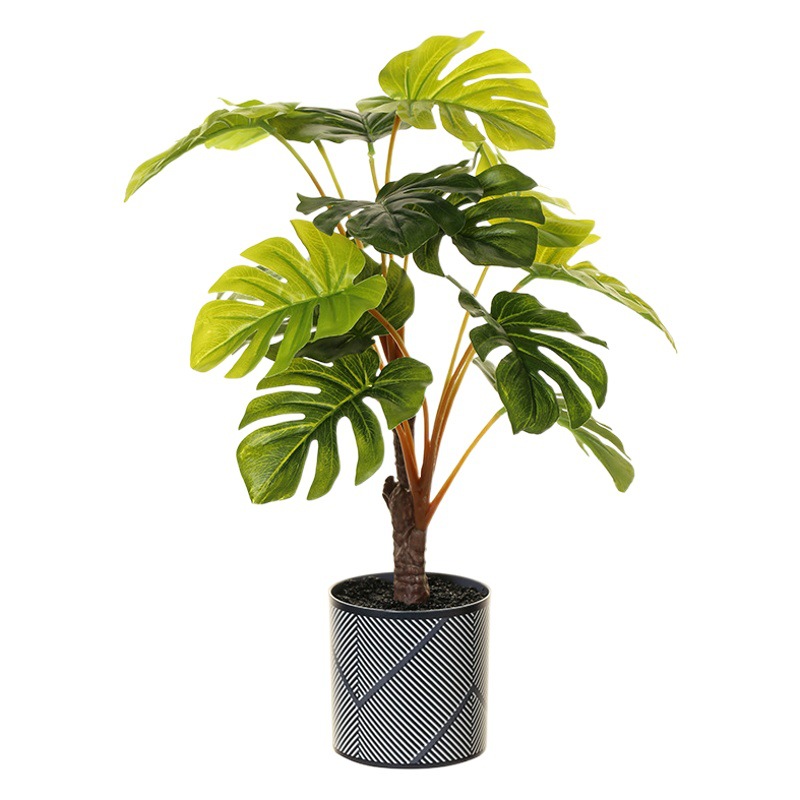 Flor artificial Planta artificial bonsai sala de estar dormitorio flor artificial creativa pequeños adornos hojas planta verde artificial bonsai Generación de cabello