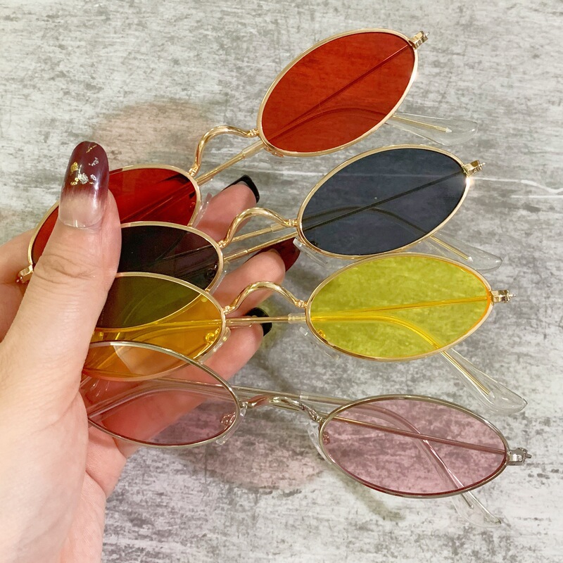 European and American Metal Small Frame Sunglasses, Retro Oval Frame Sunglasses, Fashionable Marine Film Cross-Border Sunglasses 336