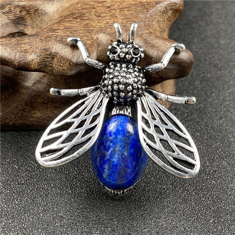 20g Weight Agate Material Polishing Design White, Purple, Blue, Gold Color Little Bee Inlaid Gemstone Necklace Brooch Accessories Corsage 15