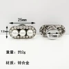 F1148 Silver-Rhinestone Surround Three Beads 12*25mm-With I-Buckle/pc