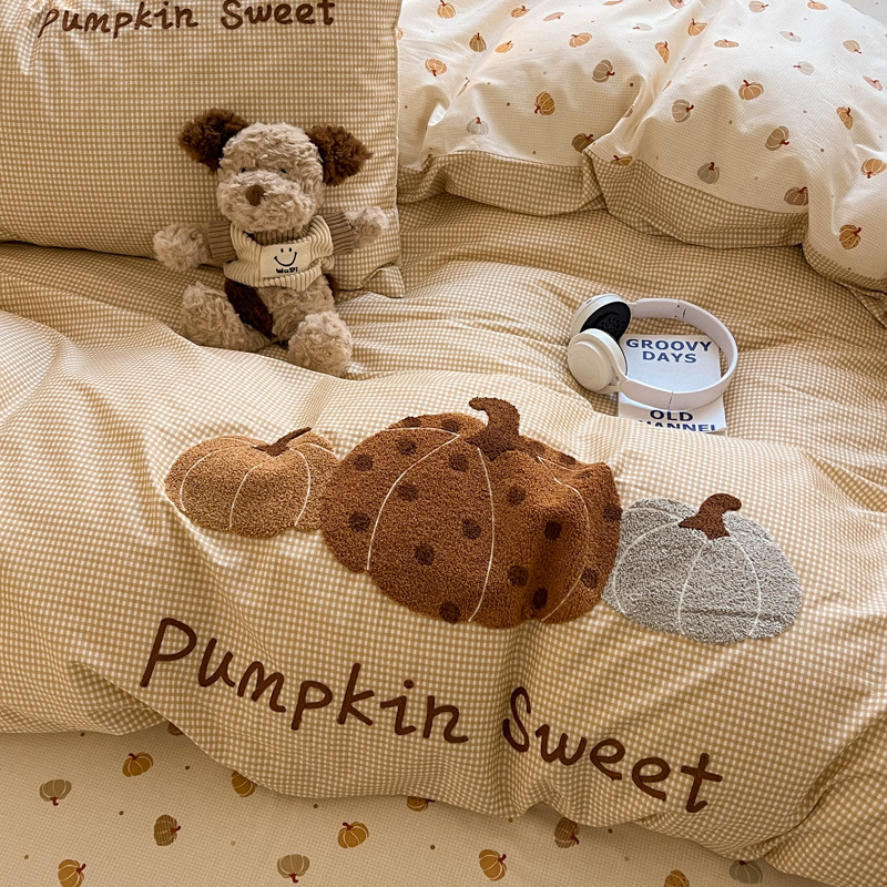 Cartoon Four-piece Set Cotton Washed Cotton Sticker Original Design Quilt Cover Bed Sheet Cotton Bed Cover Nantong Bedding