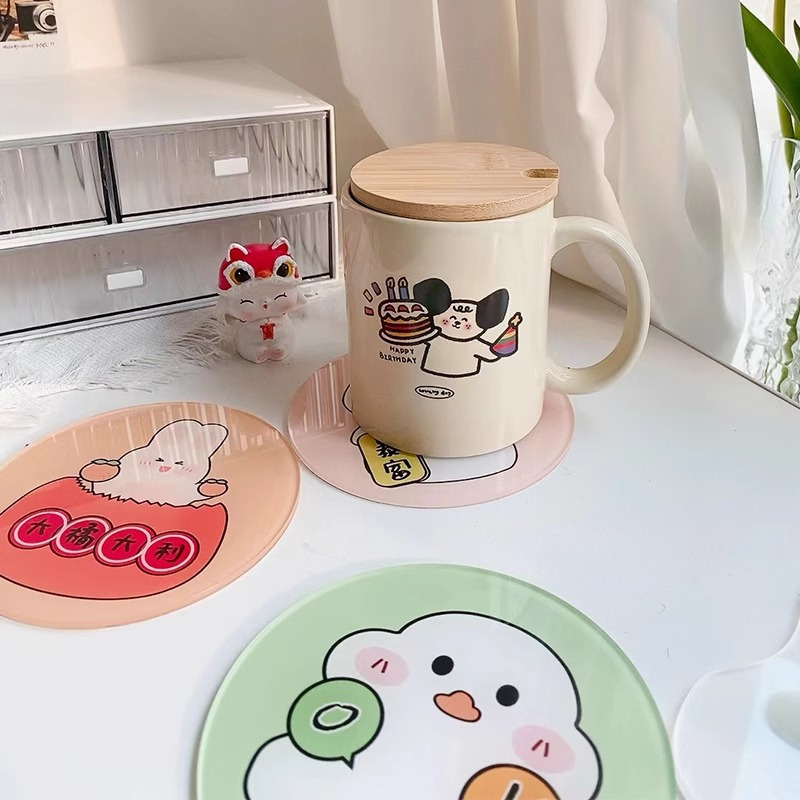 Posavasos de acrílico transparente personalizable - Con diseño de estrellas y anime - Aisla el calor y es impermeable - Para tazas y teteras