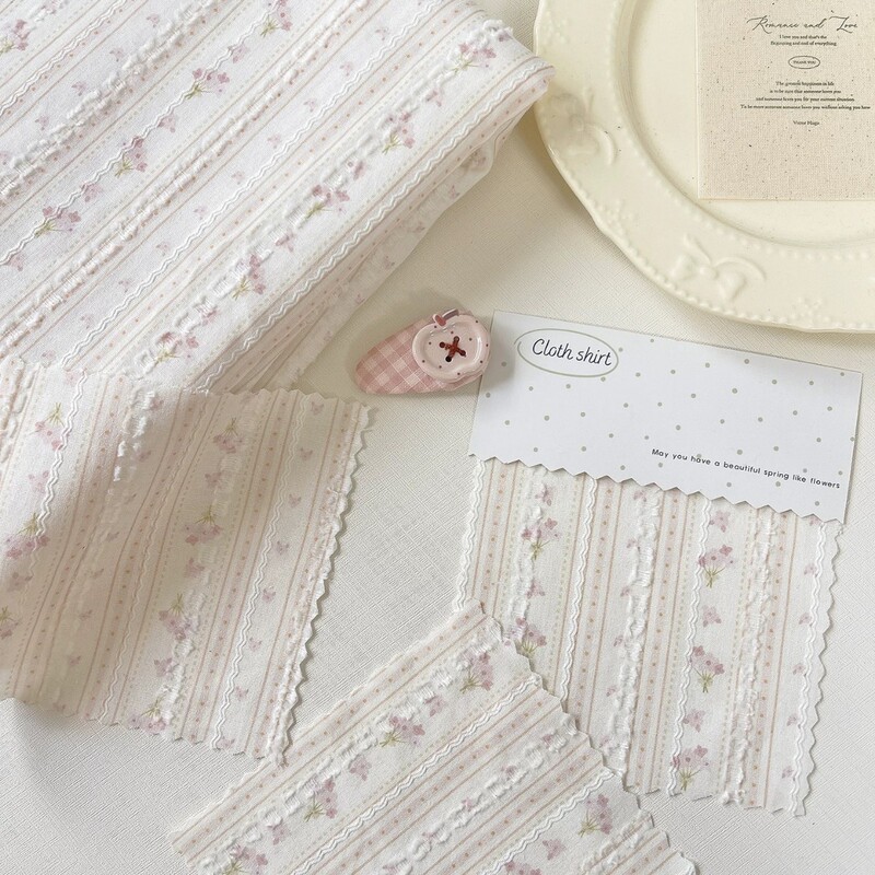 Korean-Style Small Floral Cotton and Linen Fabric Shirt Dress Fabric Clothing Material Summer Fabric Printed Tablecloth DIY Fabric