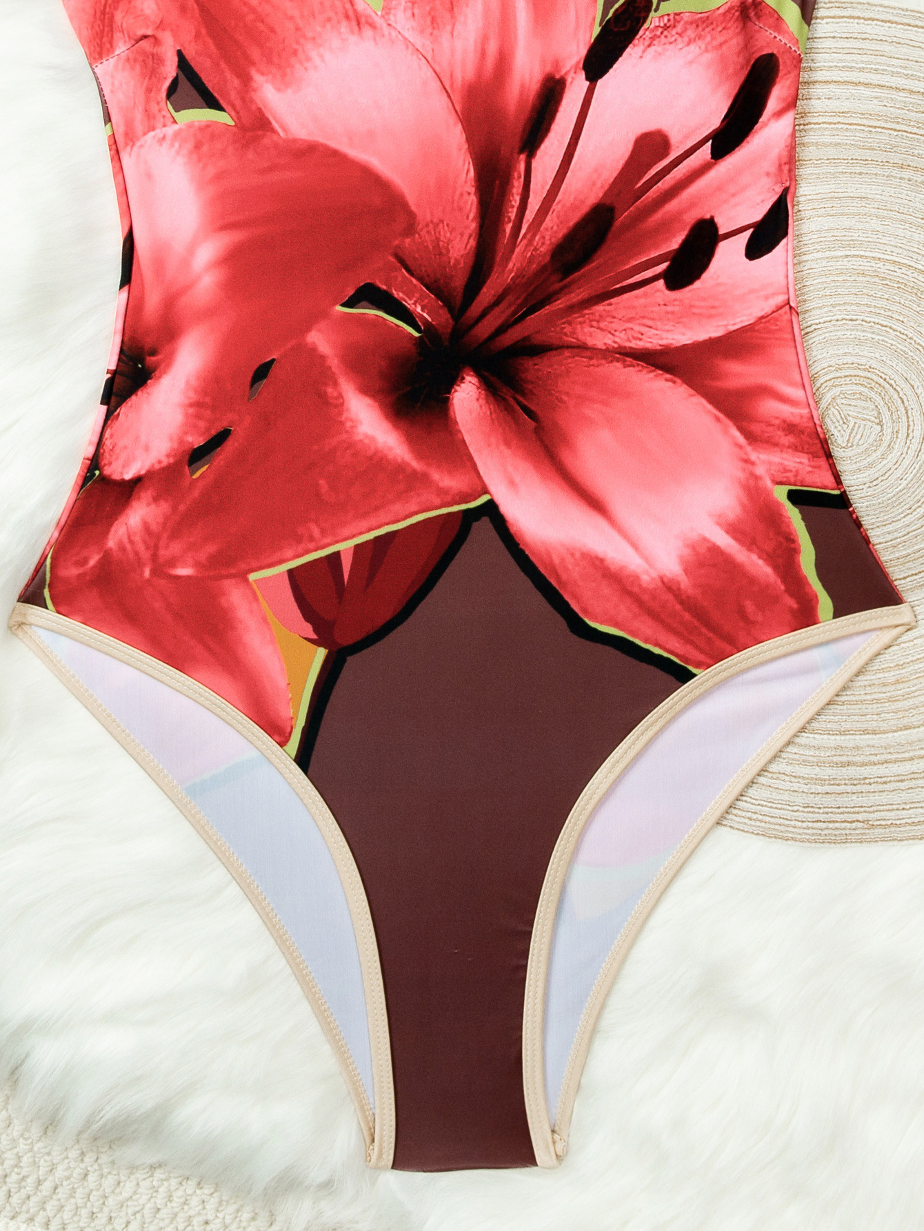 Dam baddräkt one-piece med blommigt tryck rygglös elegant_voghion.com
