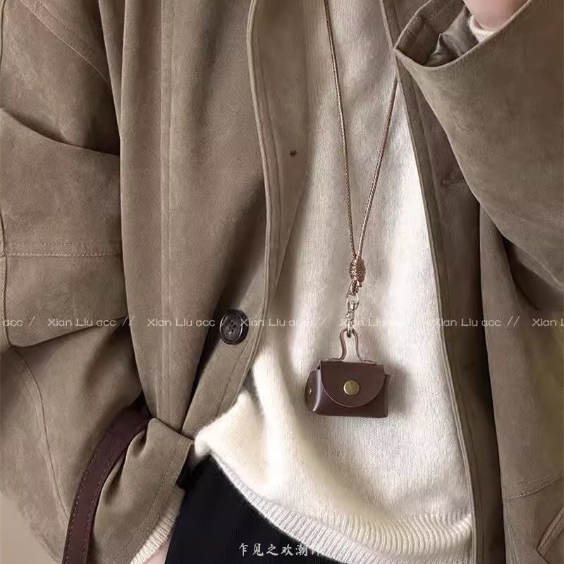 小巧可爱皮质零钱包项链女挂件耳机套皮绳毛衣链长款配饰收纳包包|undefined