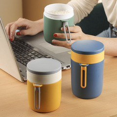 Mini Insulated Mug, Stainless Steel Soup Cup with Lid and Spoon – Perfect for Office Workers! Portable Porridge Cup Ideal for Microwave Heating, Great for Breakfast.