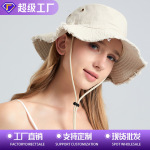 跨境渔夫帽百搭大头围显脸小可折叠遮阳防晒秋冬高级感碎边渔夫帽