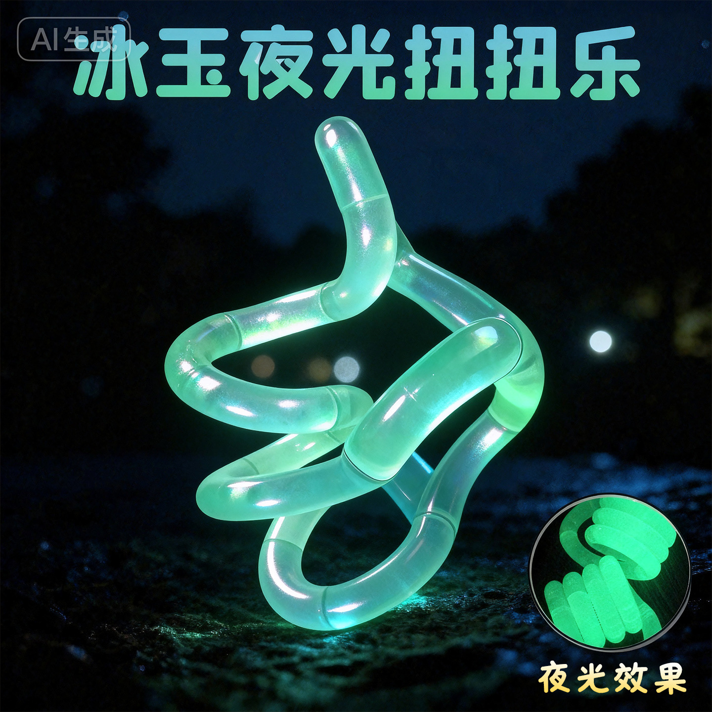 创意夜光冰玉扭扭乐专注力训练手指焦虑症放松儿童捏捏解压小玩具