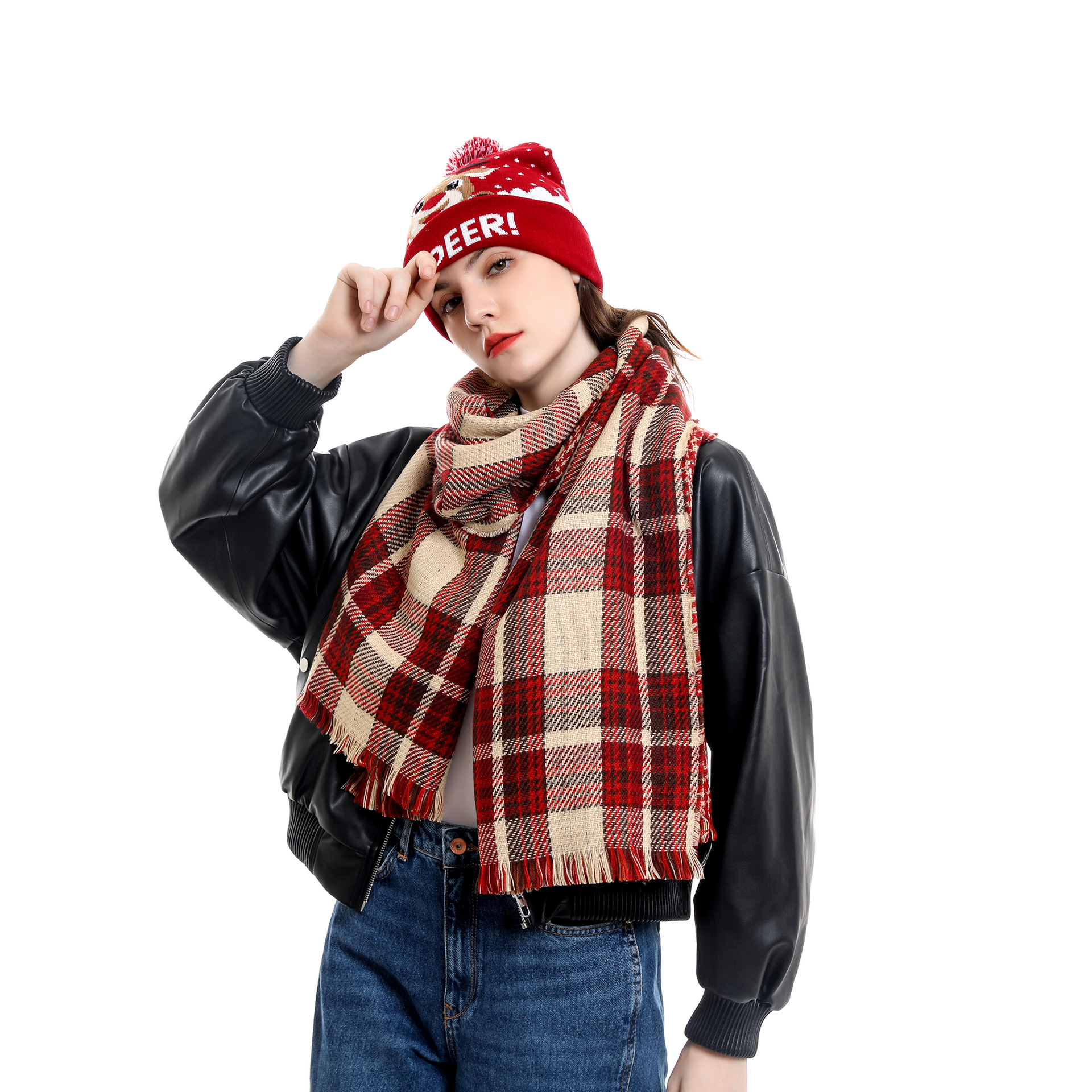 Bufanda de moda femenina invierno versión coreana de color a cuadros de alta calidad en ambos lados para usar bufanda larga y cálida