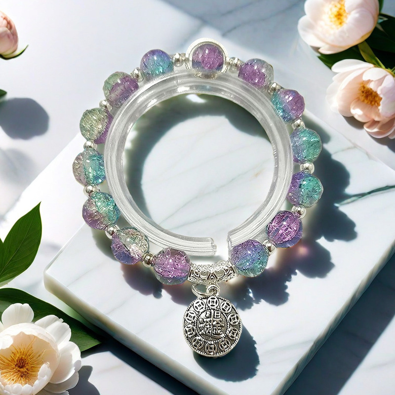 Summer Special Offer: Dreamcatcher Super Fairy-Like Colorful Jade and Glass Bead Bracelet for Women, High-End Beaded Bracelet, Student Jewelry Gift