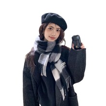 英国经典100%澳洲羊毛格子红色围巾男女通用情侣款秋冬季保暖围脖