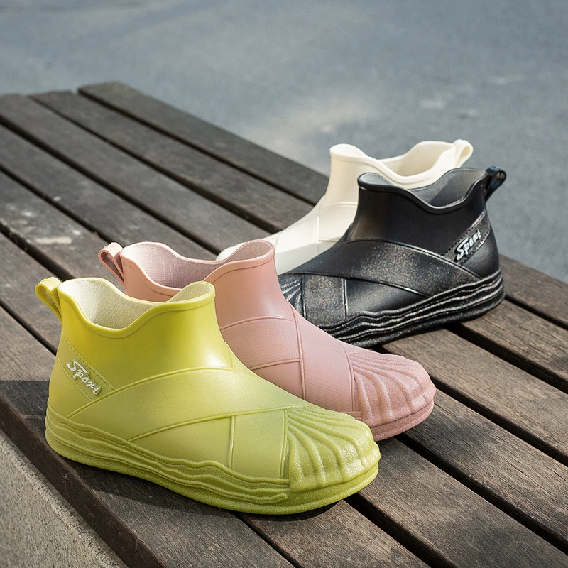 2023 новый минималистский женский сапоги дождя ПВХ низкий ствол женские сапоги дождя плюс бархат четыре сезона резиновая обувь спот внешней торговли