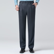 秋冬款男士羊毛西裤宽松直筒免烫商务西装裤中年爸爸高级感长裤子