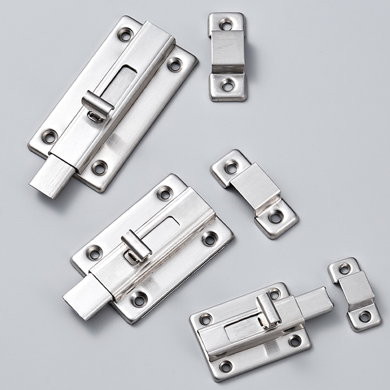 Stainless steel double-sided toggle bolt security latch sliding door hook sanitary room thickened anti-theft surface-mounted 304 door bolt