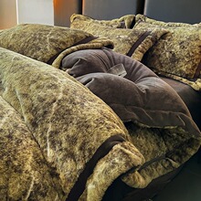 轻奢宽边皮草兔毛牛奶绒床上四件套冬季加厚法兰绒被套珊瑚绒床单